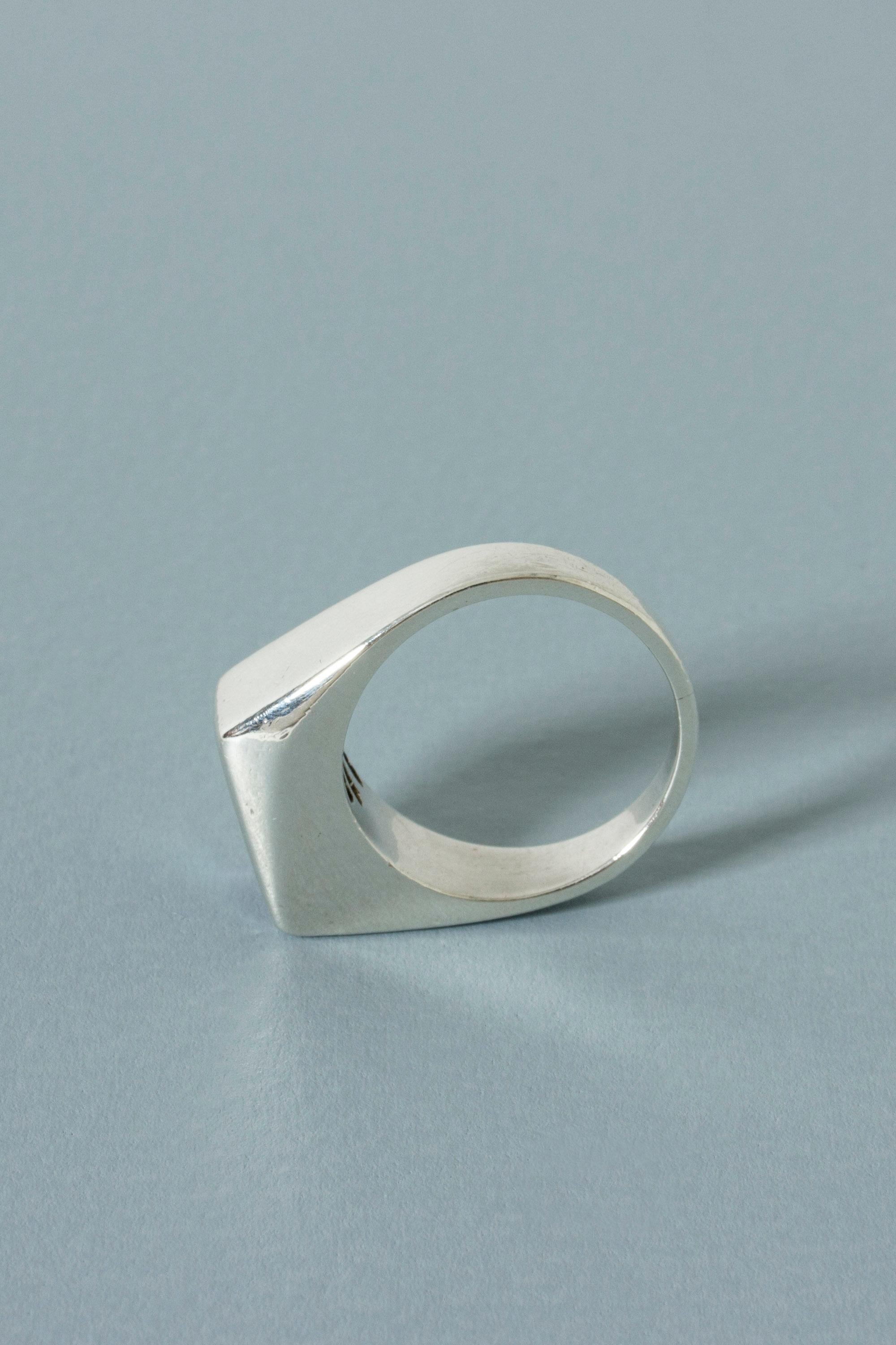 Modernist Silver and Mother of Pearl Ring by Arne Johansen, Denmark, 1950s