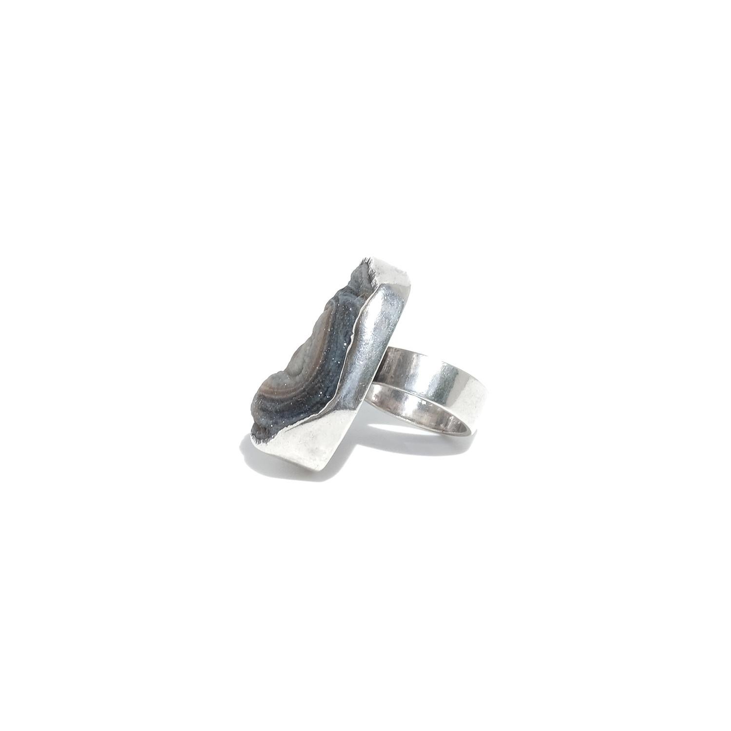 Silver and Natural Stone Ring by Swedish Sörlings Konsthanverk Made 1967 For Sale 2