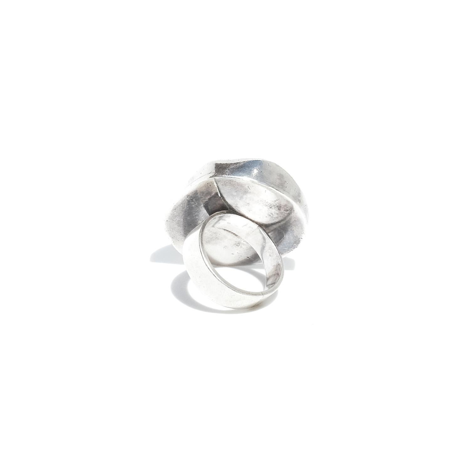 Silver and Natural Stone Ring by Swedish Sörlings Konsthanverk Made 1967 For Sale 3