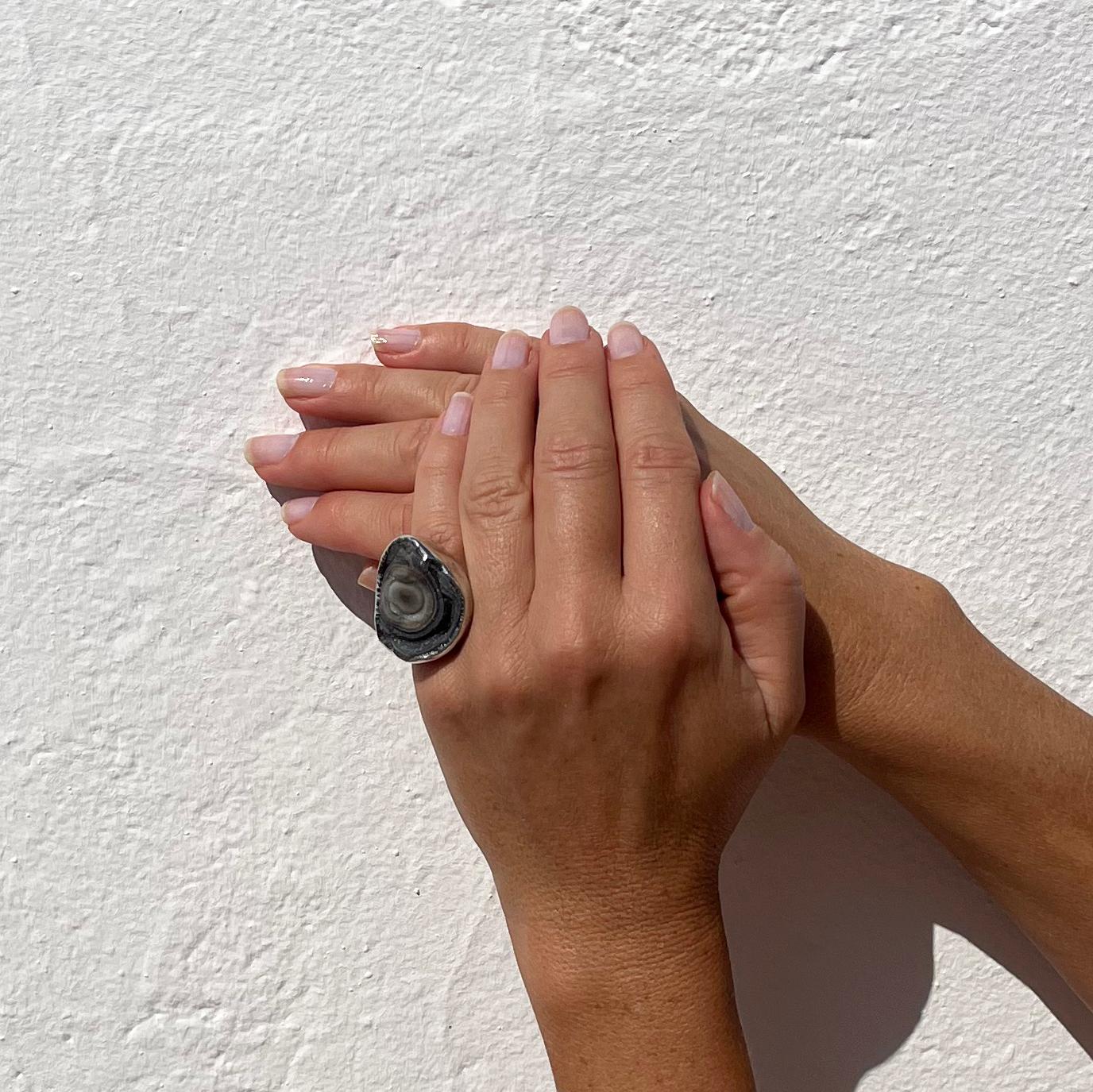 Silver and Natural Stone Ring by Swedish Sörlings Konsthanverk Made 1967 For Sale 5