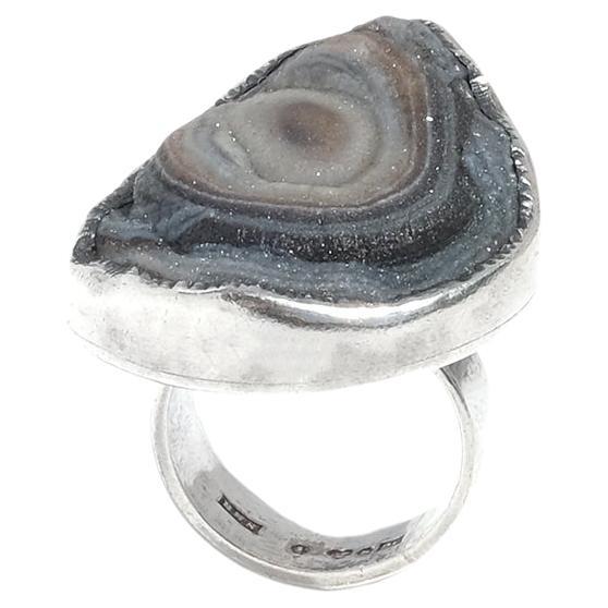 Silver and Natural Stone Ring by Swedish Sörlings Konsthanverk Made 1967 For Sale