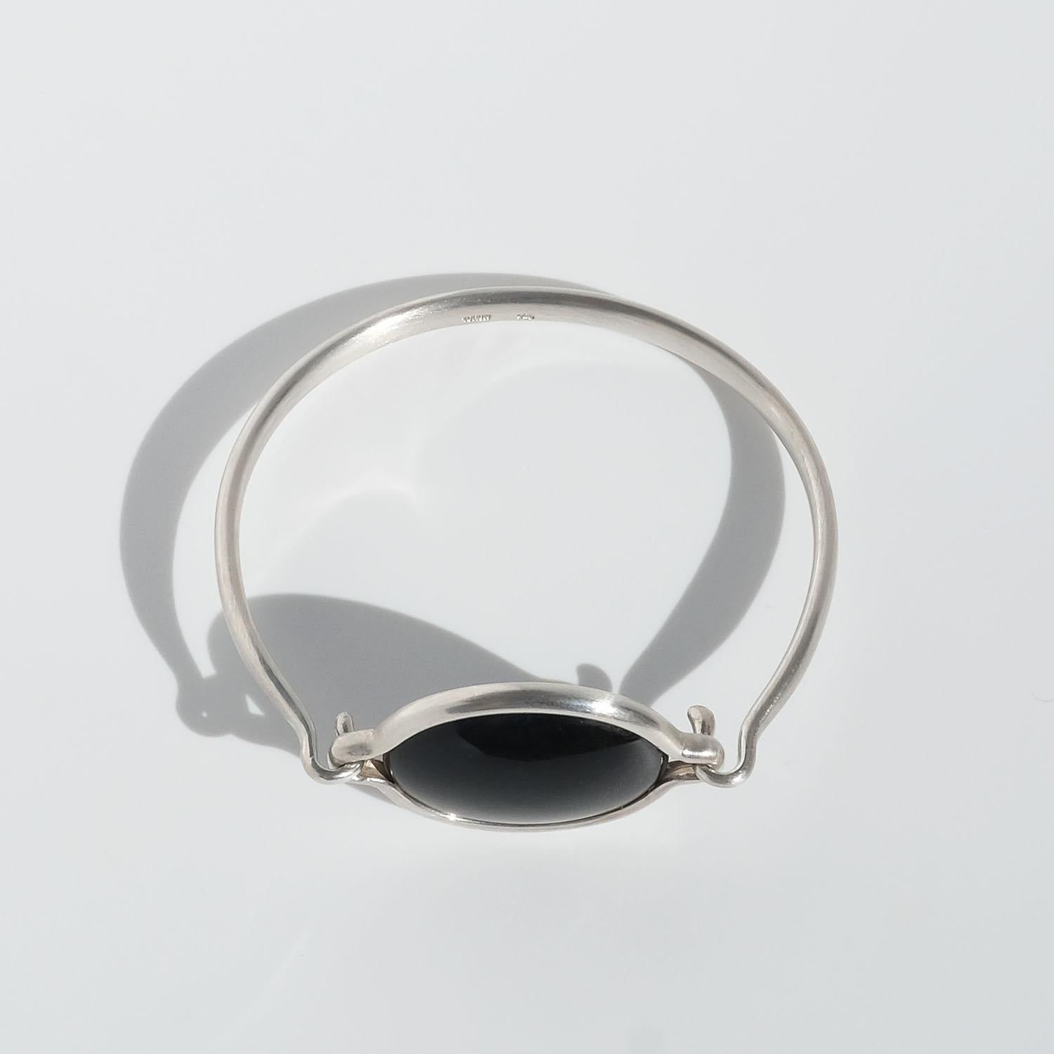 Silber- und Obsidianarmband von Vivianna Torun Bülow-Hübe. 1960s im Angebot 7