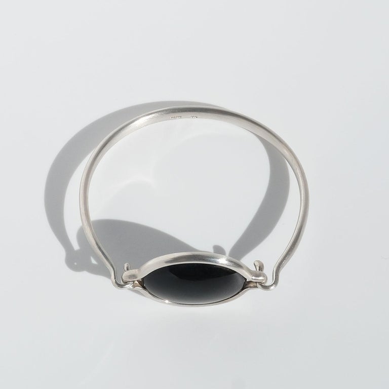 Silver and Obsidian Bracelet by Vivianna Torun Bülow-Hübe, 1960s For Sale 7