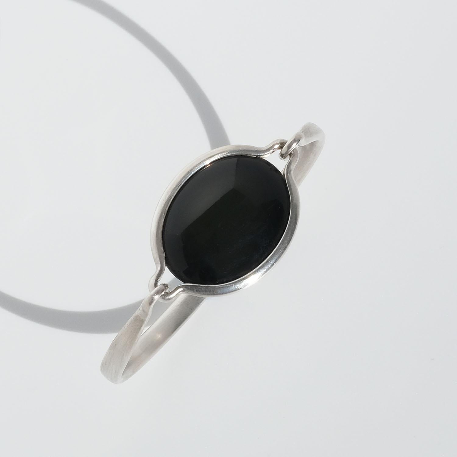 Silber- und Obsidianarmband von Vivianna Torun Bülow-Hübe. 1960s im Angebot 2