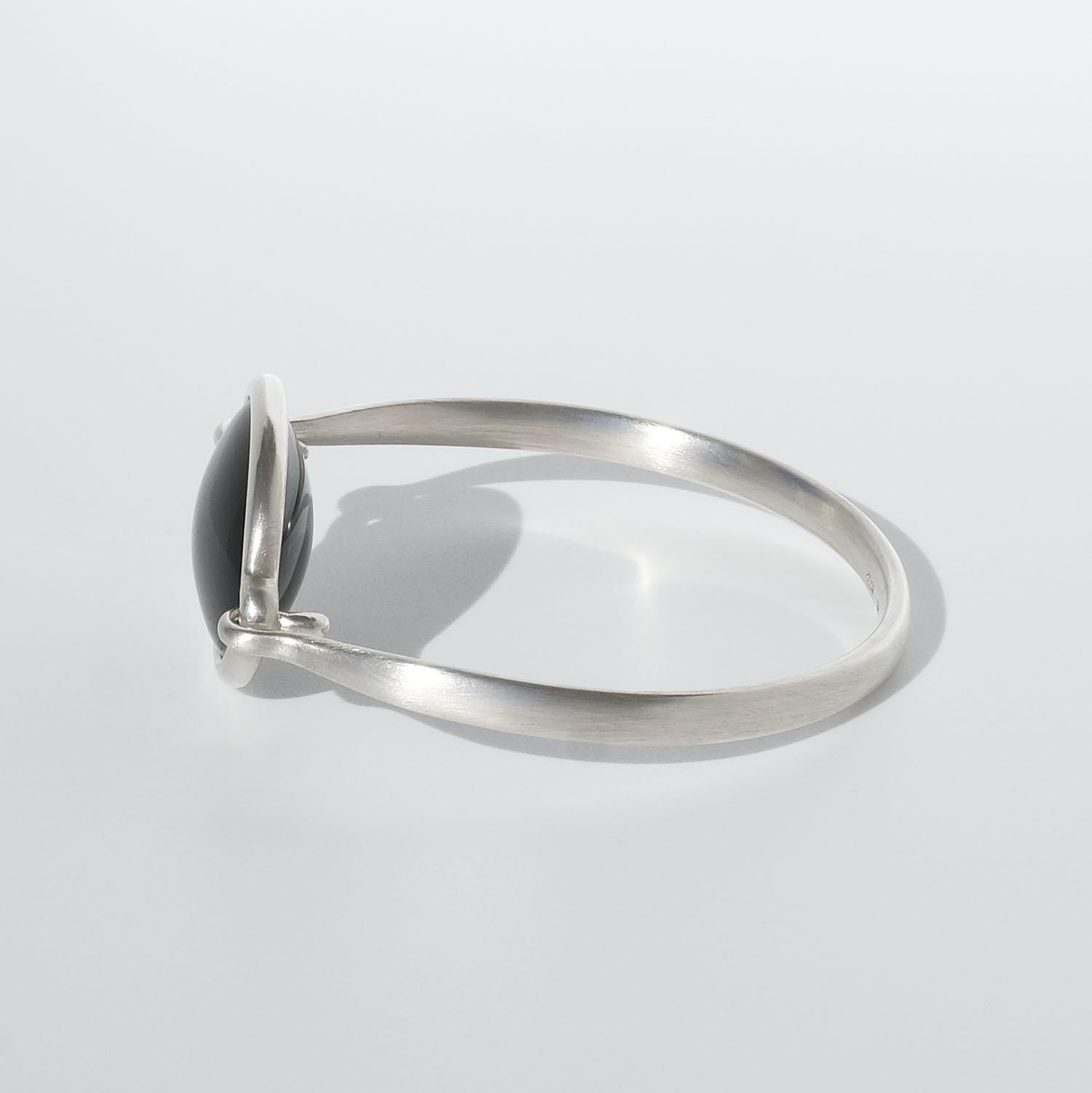 Silber- und Obsidianarmband von Vivianna Torun Bülow-Hübe. 1960s im Angebot 4