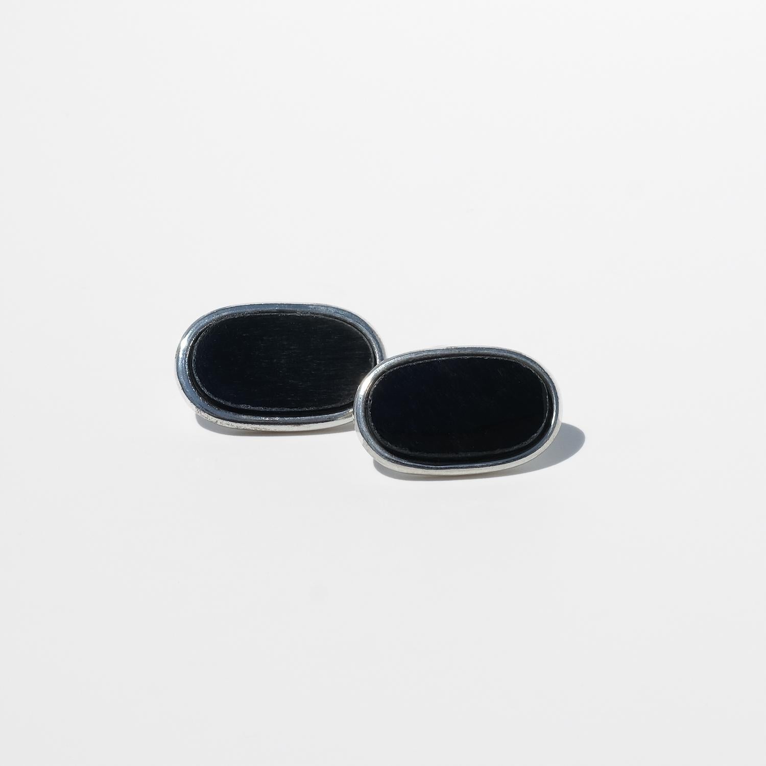 Boutons de manchette en argent et obsidienne par Vivianna Torun Bülow-Hübe Bon état - En vente à Stockholm, SE
