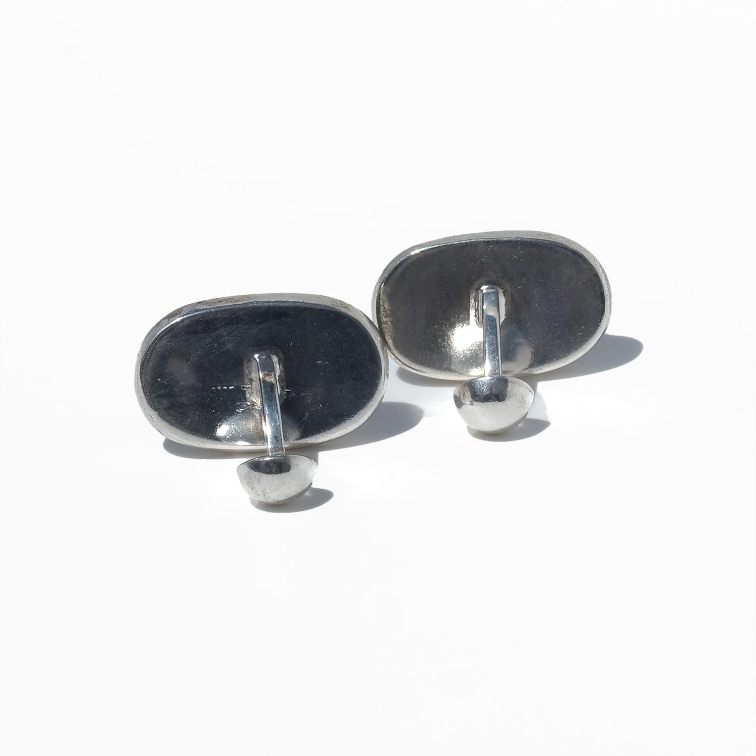 Boutons de manchette en argent et obsidienne par Vivianna Torun Bülow-Hübe en vente 2