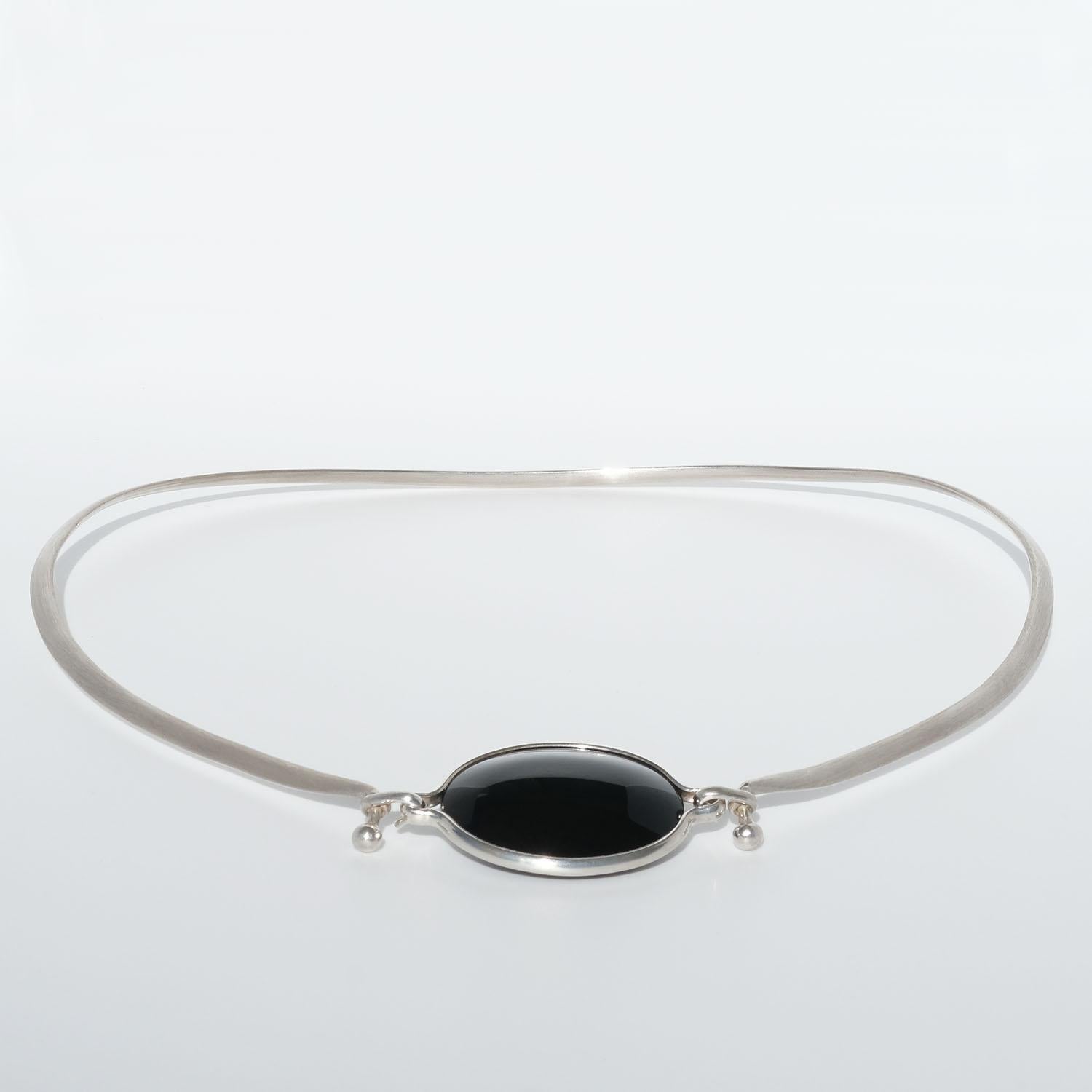 Silver and Obsidian Neck Ring by Vivianna Torun Bülow-Hübe, 1960s In Good Condition In Stockholm, SE