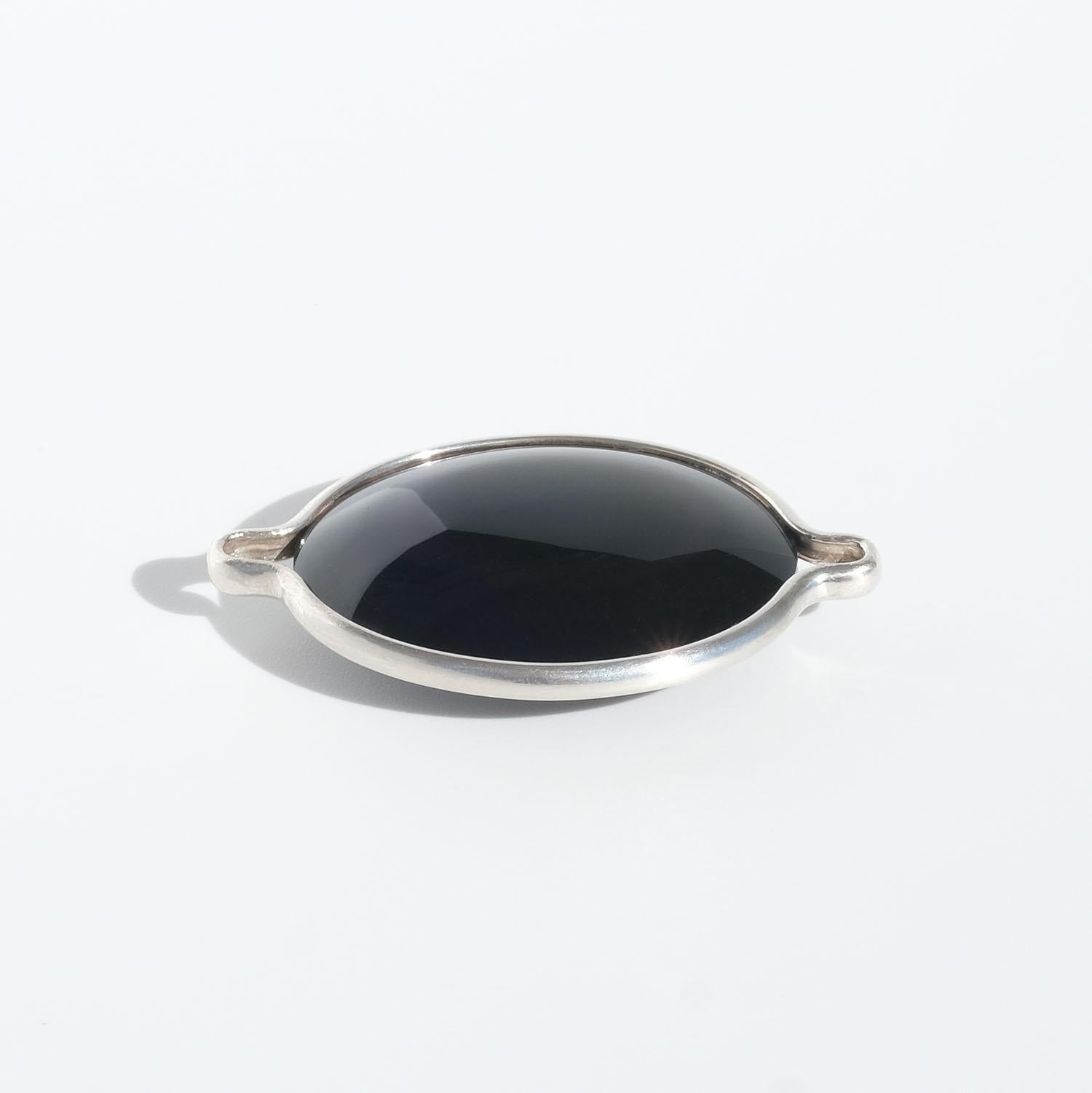 Silver and Obsidian Neck Ring by Vivianna Torun Bülow-Hübe, 1960s 2