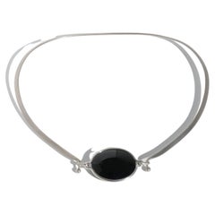 Silver and Obsidian Neck Ring by Vivianna Torun Bülow-Hübe, 1960s