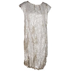 Issey Miyake Silver And Olive Green Textured Dress