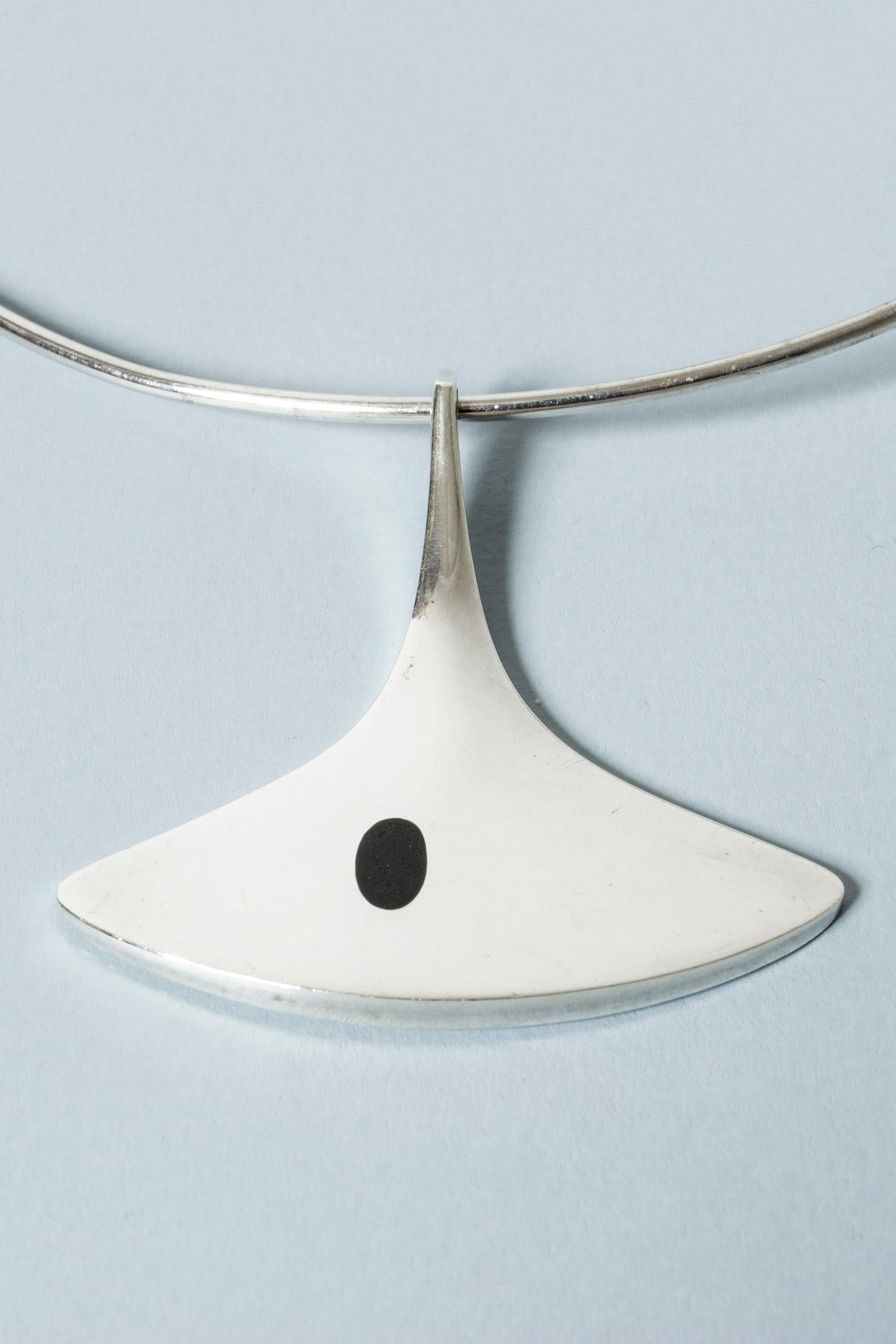 Modernist Silver and Onyx Neckring by Bent Gabrielsen, Pedersen, Hans Hansen, Denmark, 196