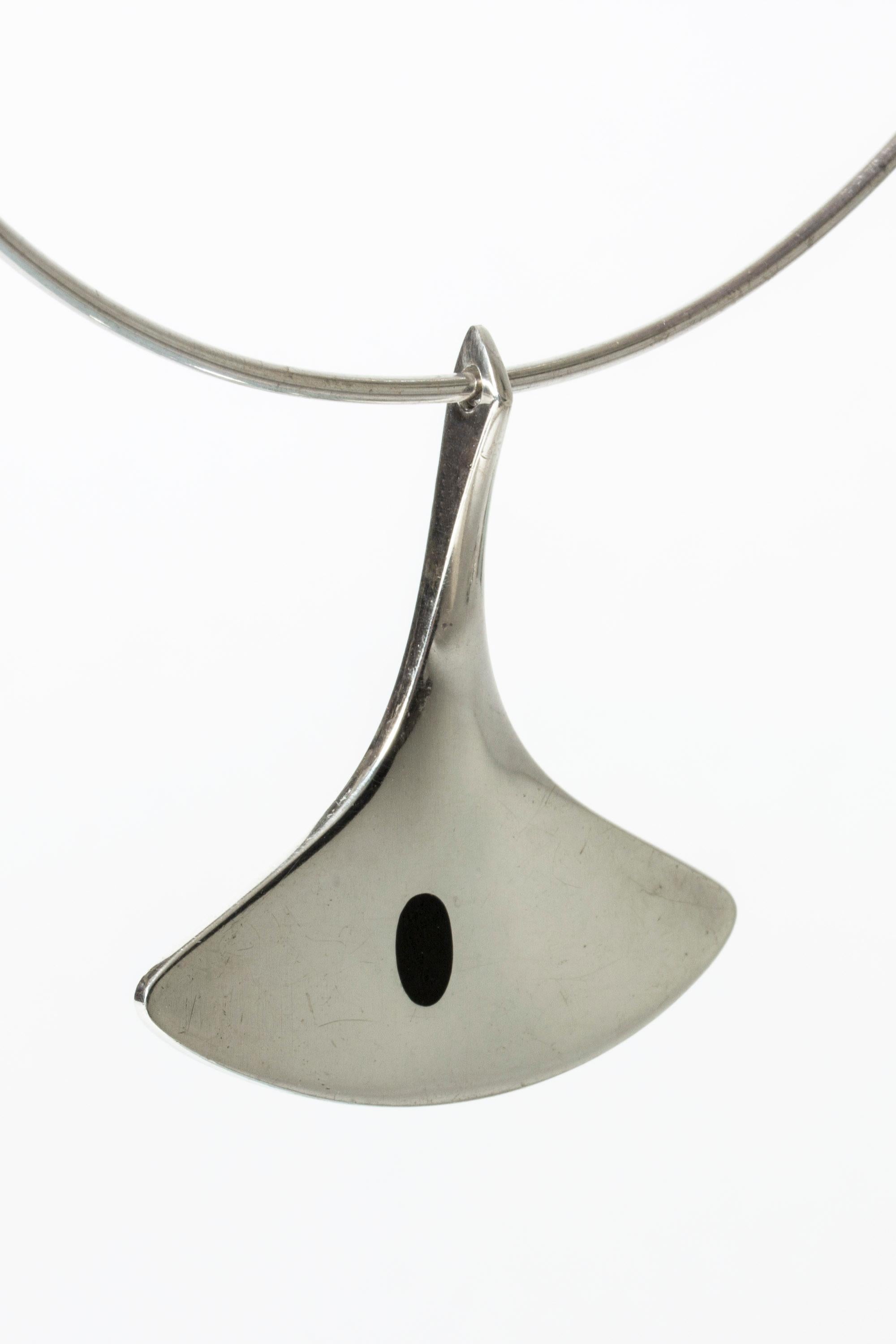 Women's Silver and Onyx Neckring by Bent Gabrielsen, Pedersen, Hans Hansen, Denmark, 196