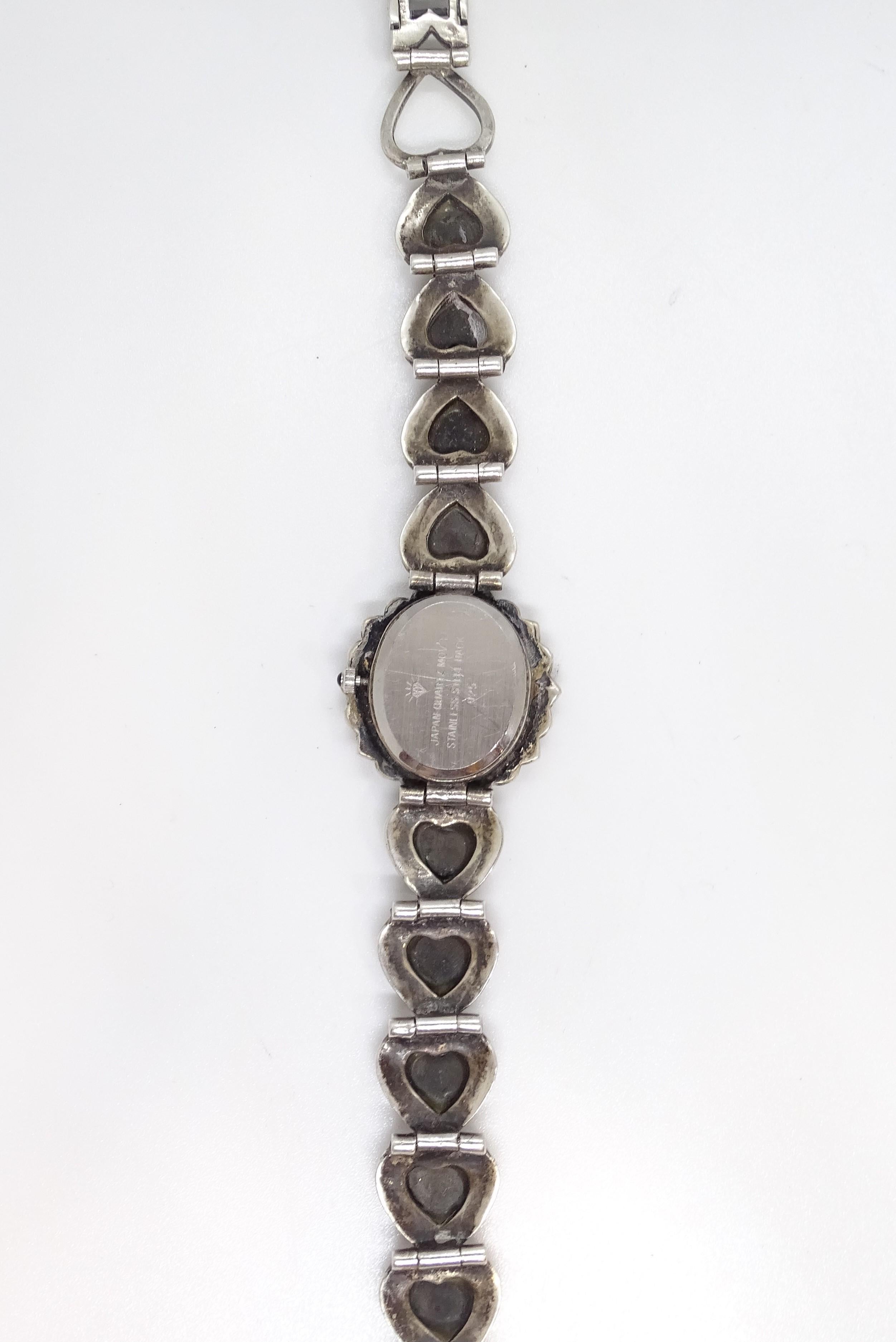 Silber- und Onyx-Uhr für Frauen - Vintage, s. XX im Angebot 5