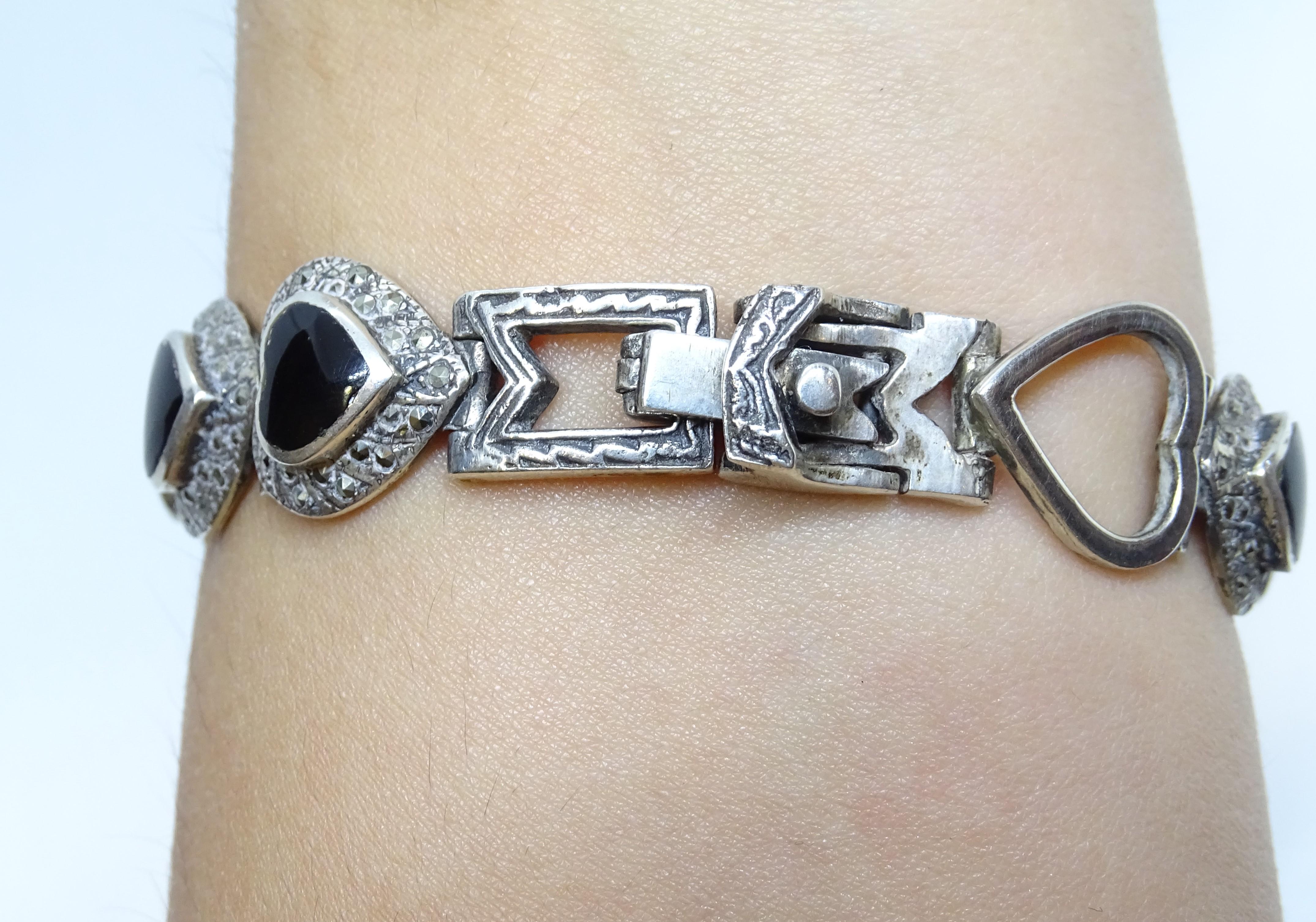Silver and onyx watch for women - Vintage, s. XX For Sale 6