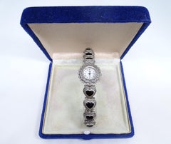 Silver and onyx watch for women - Vintage, s. XX