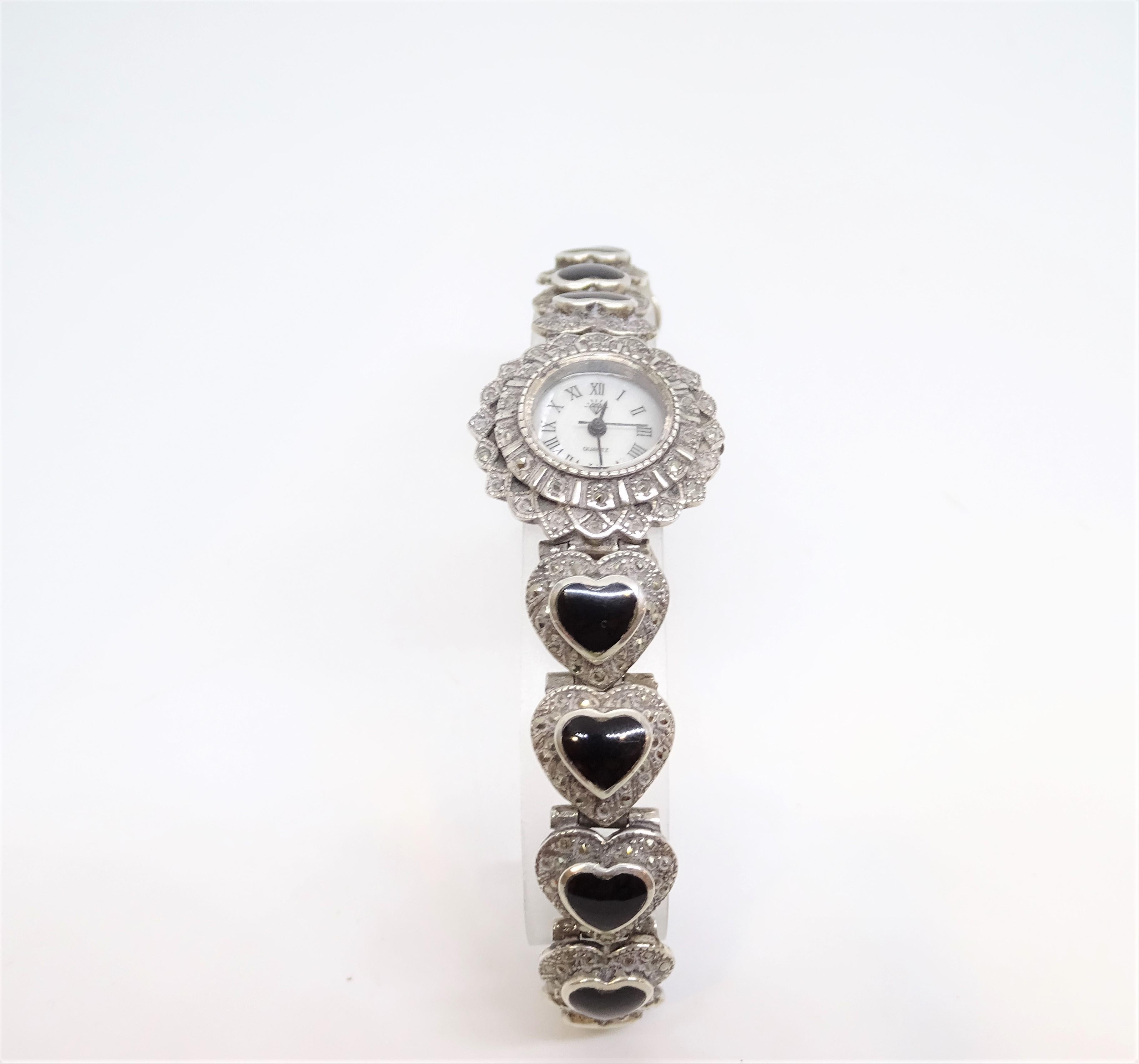 Silber- und Onyx-Uhr für Frauen - Vintage, s. XX im Zustand „Gut“ im Angebot in VALLADOLID, ES