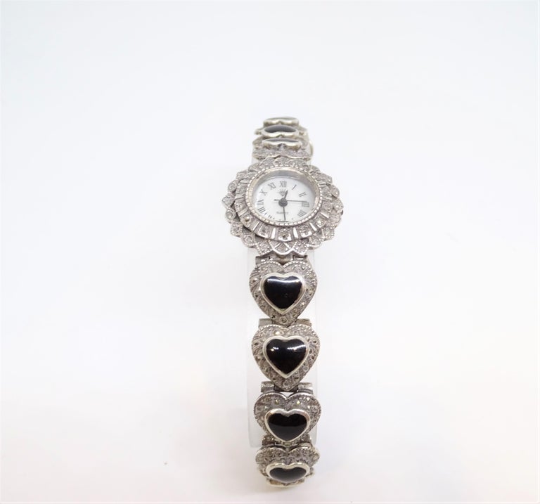 Silver and onyx watch for women - Vintage, s. XX at 1stDibs  display picture 2