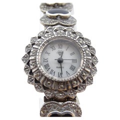 Silver and onyx watch for women - Vintage, s. XX