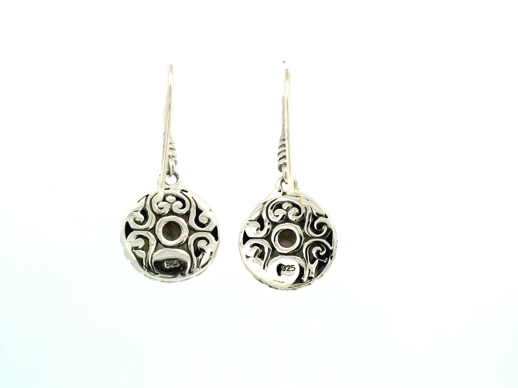 Silver and Pearl Balinese Earrings For Sale 3