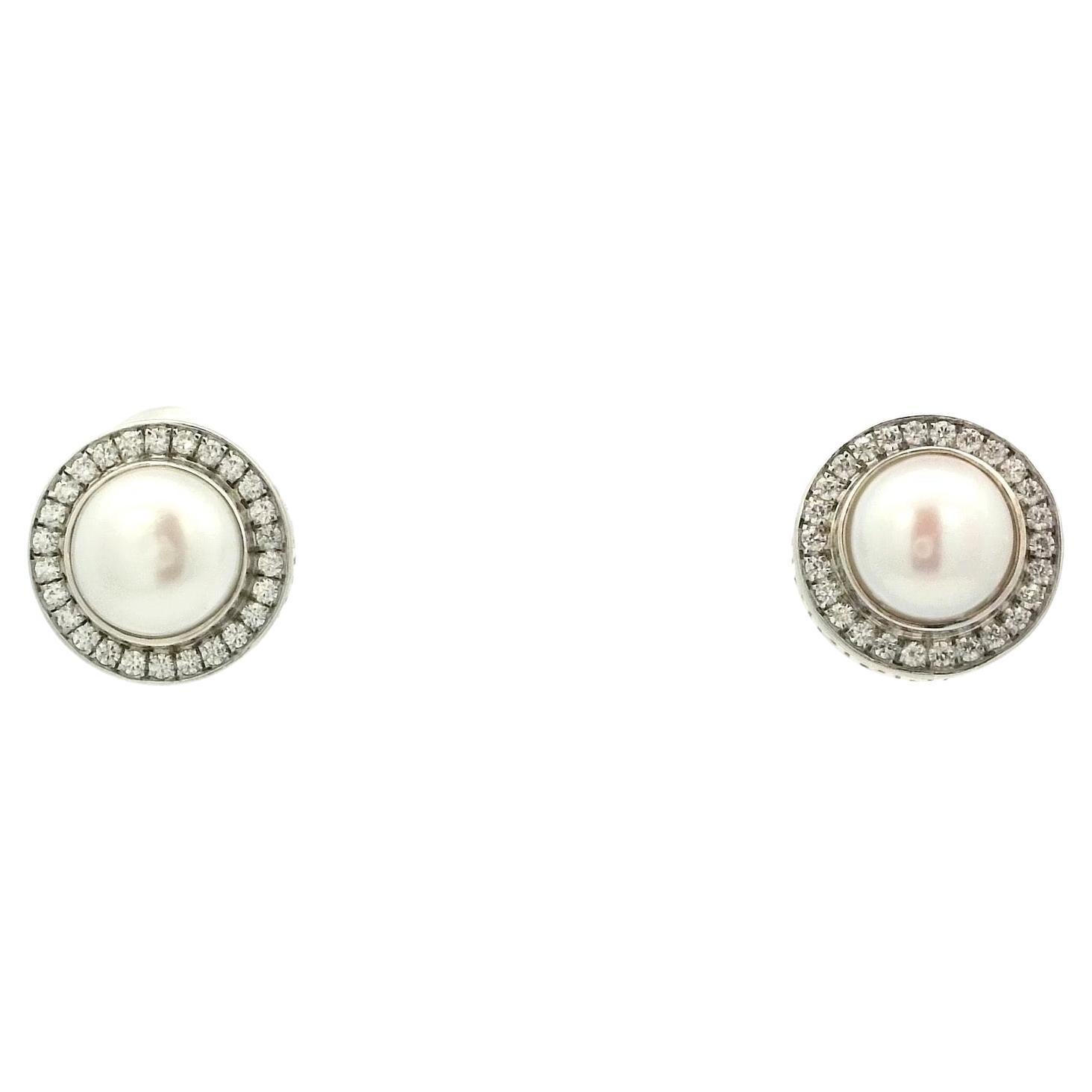 Silver and Pearl Balinese Stud Earrings For Sale