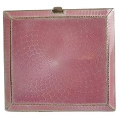 Silver and Pink Guilloche Enamel Art Deco Cigarette Case