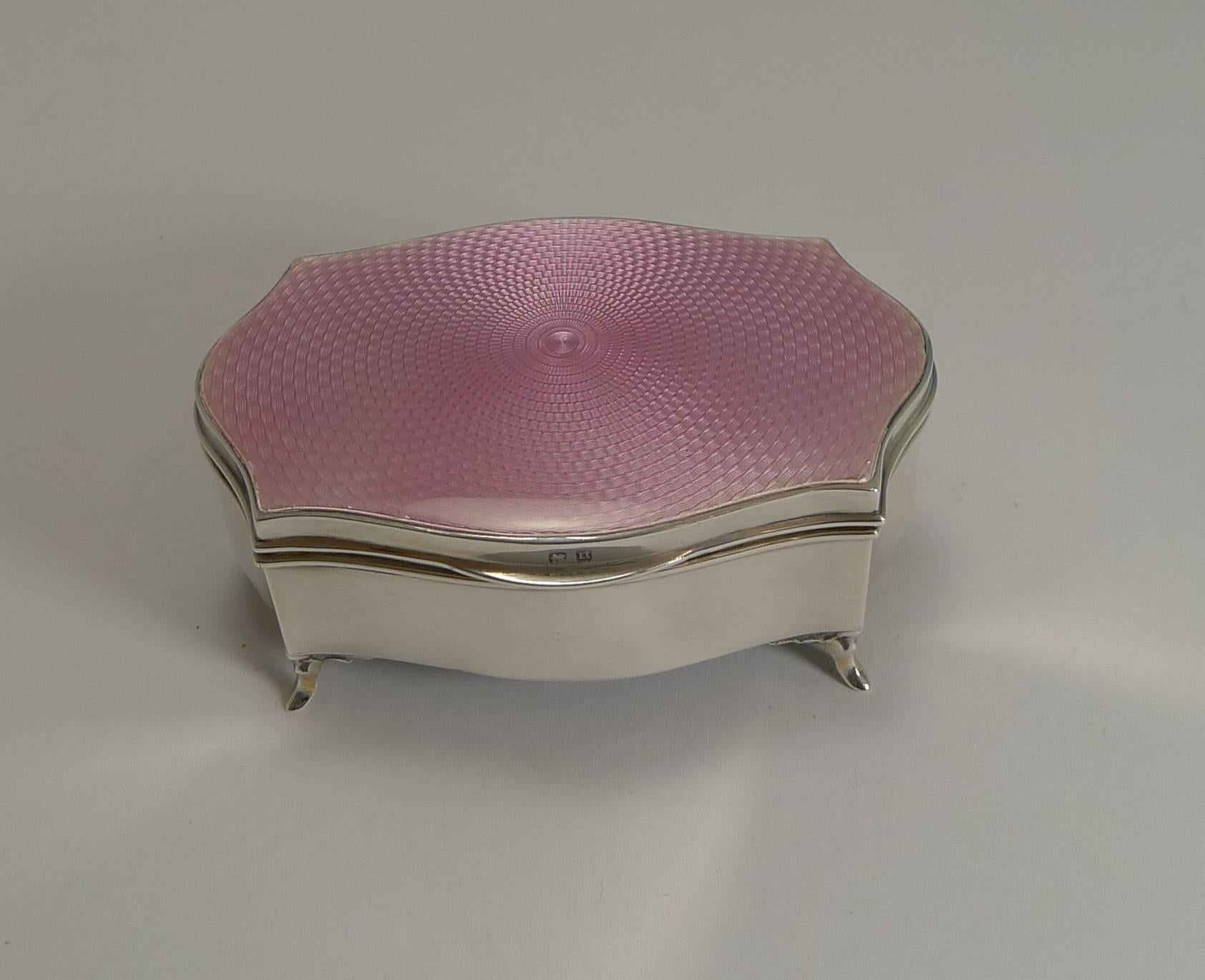 Silver and Pink Guilloche Enamel Jewelry Box by Asprey, London 3