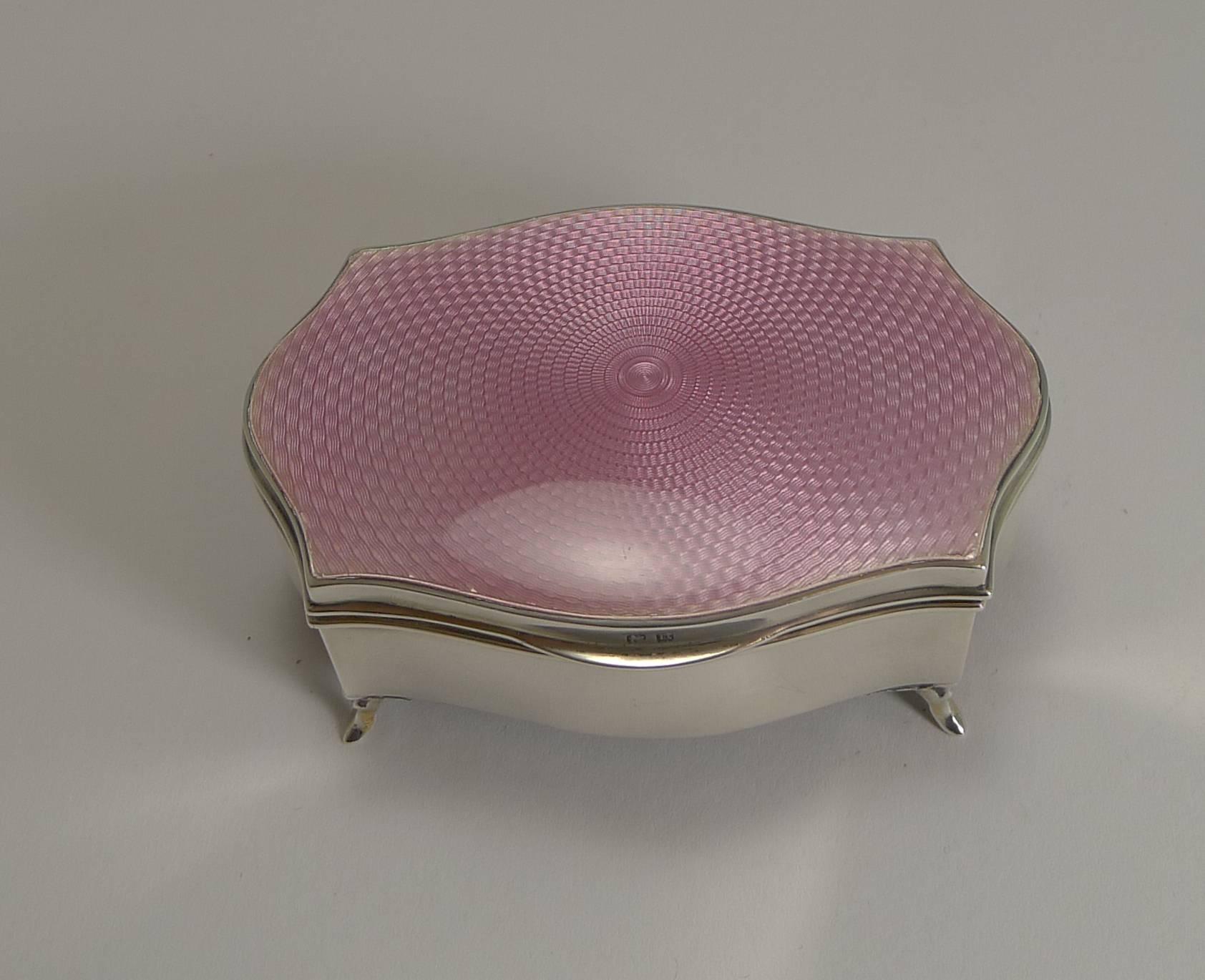 Silver and Pink Guilloche Enamel Jewelry Box by Asprey, London 4