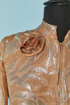 Silver and pink lurex damask jumpsuit Circa 1970's