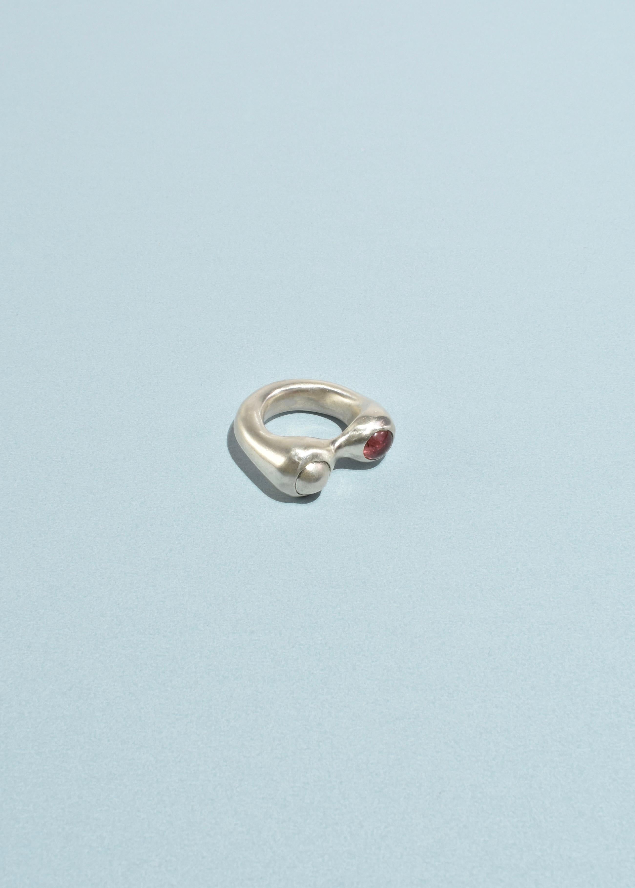Women's or Men's Silver and Pink Tourmaline Esme Ring For Sale