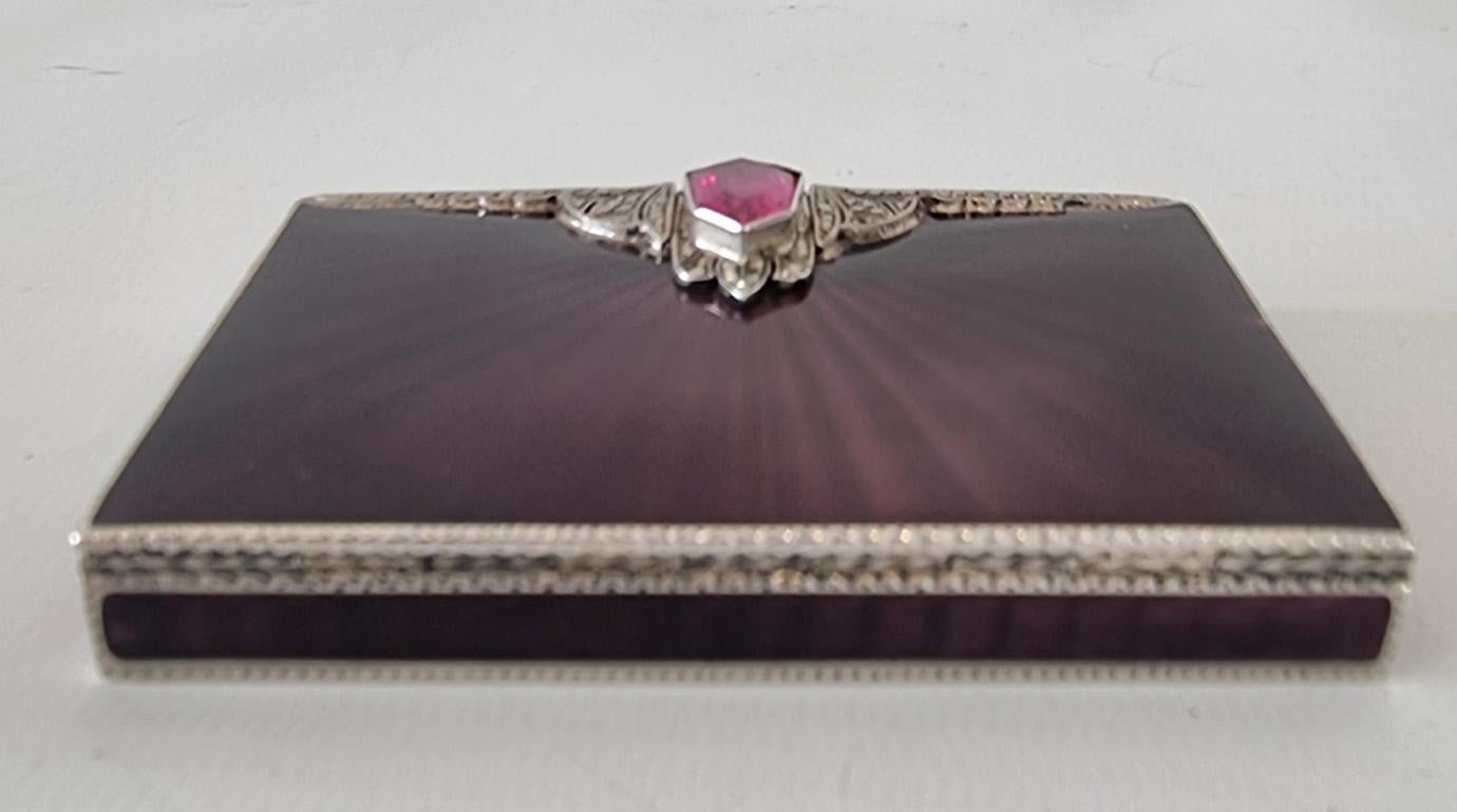 Argento Tabacchiera in argento e smalto guilloché viola di George Stockwell & Co. in vendita