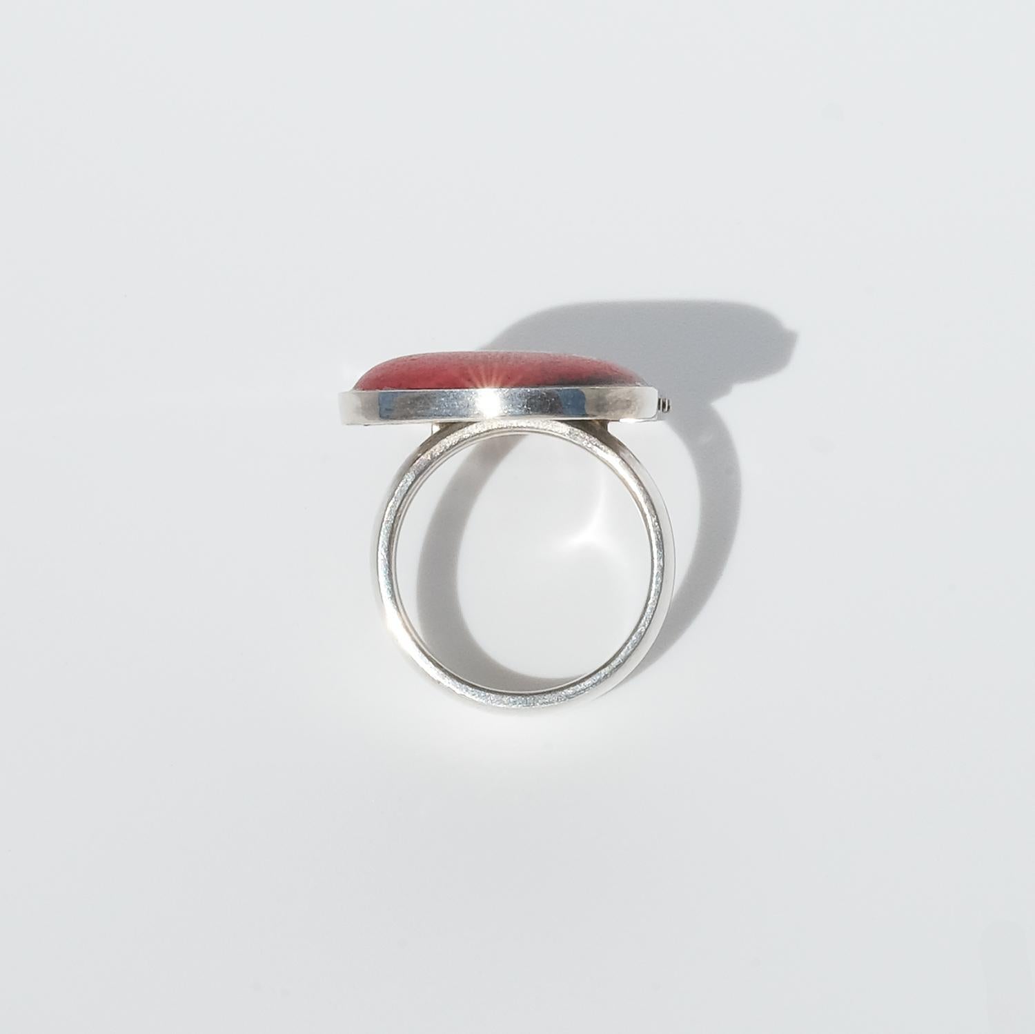 Silver and Red Stone Ring by Thomas Raschke For Sale 4