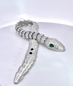 Pulsera de serpiente de plata y brillantes al estilo de Bulgari