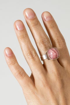 Silver and Rhodochrosite Ring by Elis Kauppi, Finland, 1970s