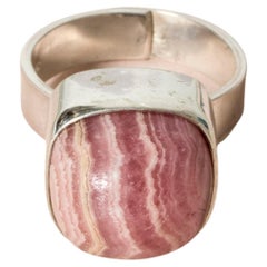 Silver and Rhodochrosite Ring by Elis Kauppi, Finland, 1970s
