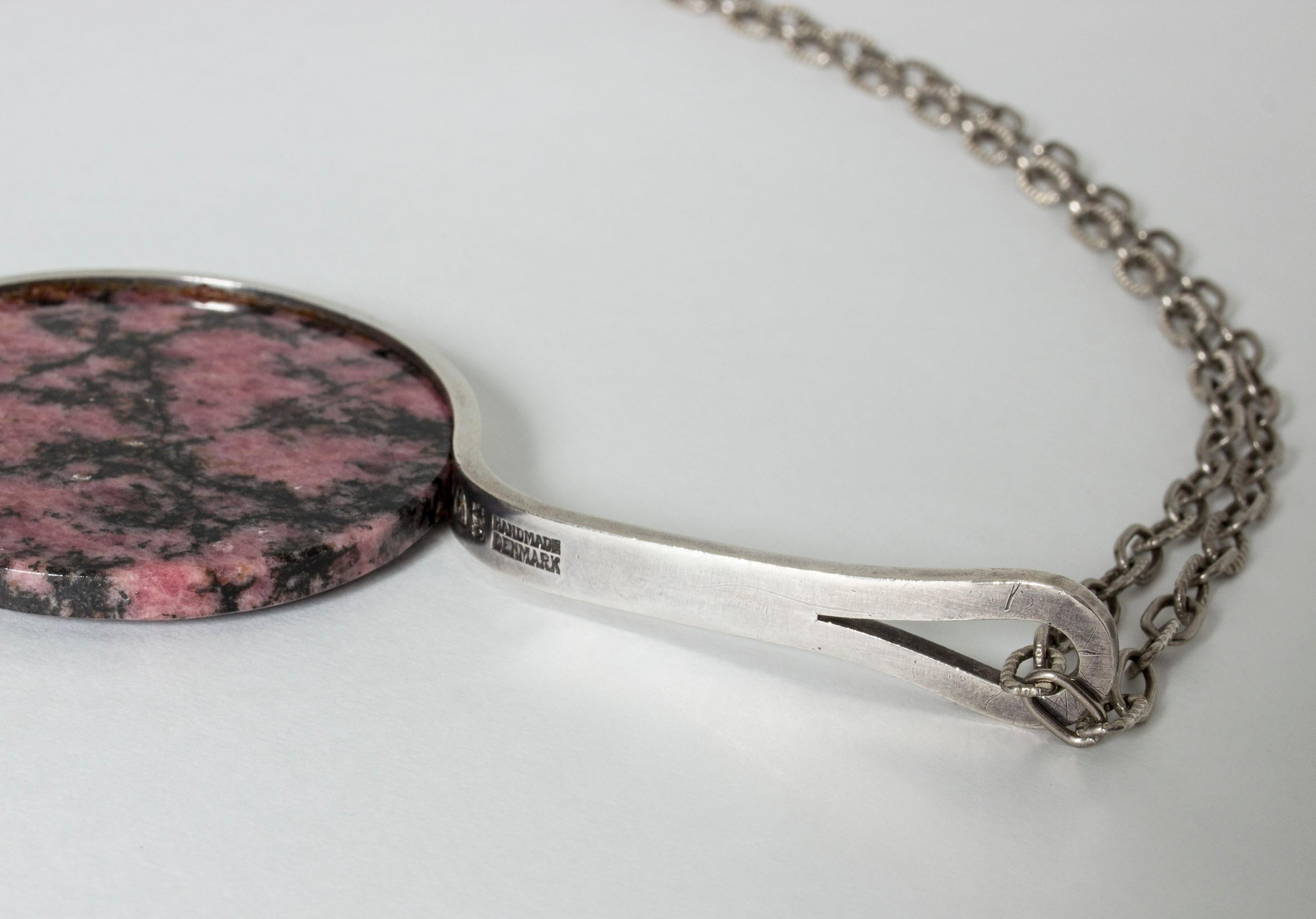 Silver and Rhodonite Pendant by Jens Asby, Denmark, 1970s 2