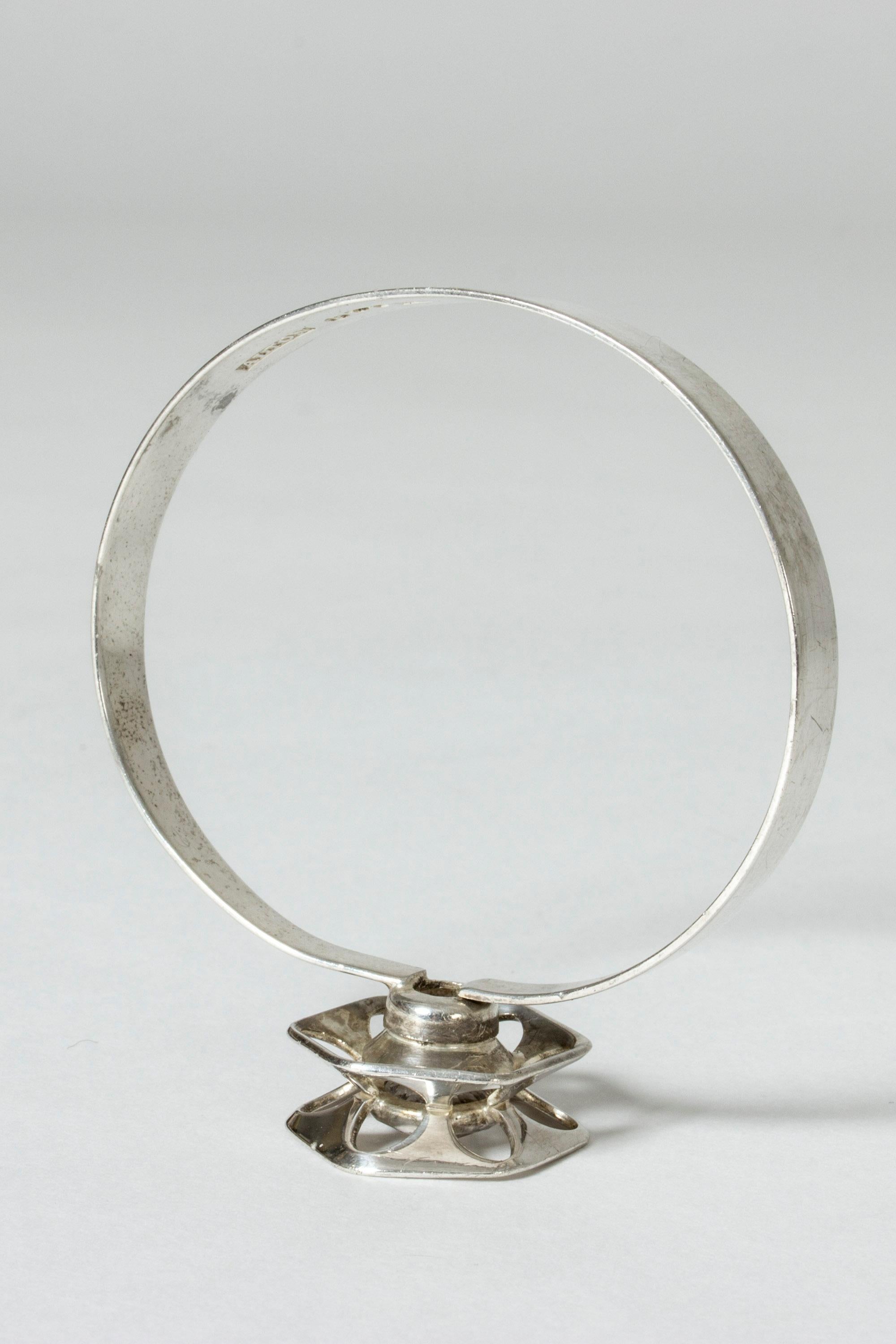 Modernist Silver and Rock Crystal Bracelet by Theresa Hvorslev for Alton, Sweden