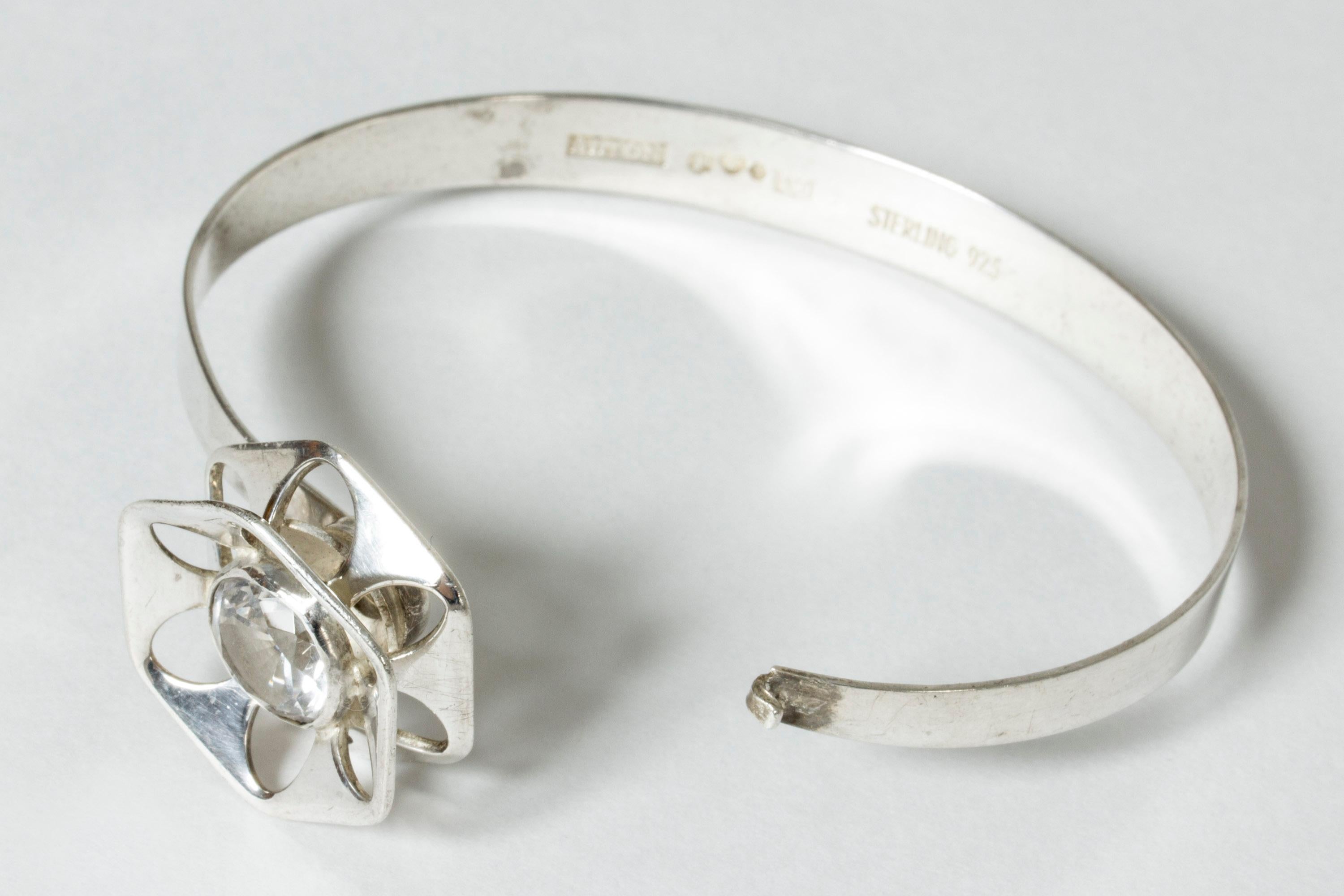 Rose Cut Silver and Rock Crystal Bracelet by Theresa Hvorslev for Alton, Sweden