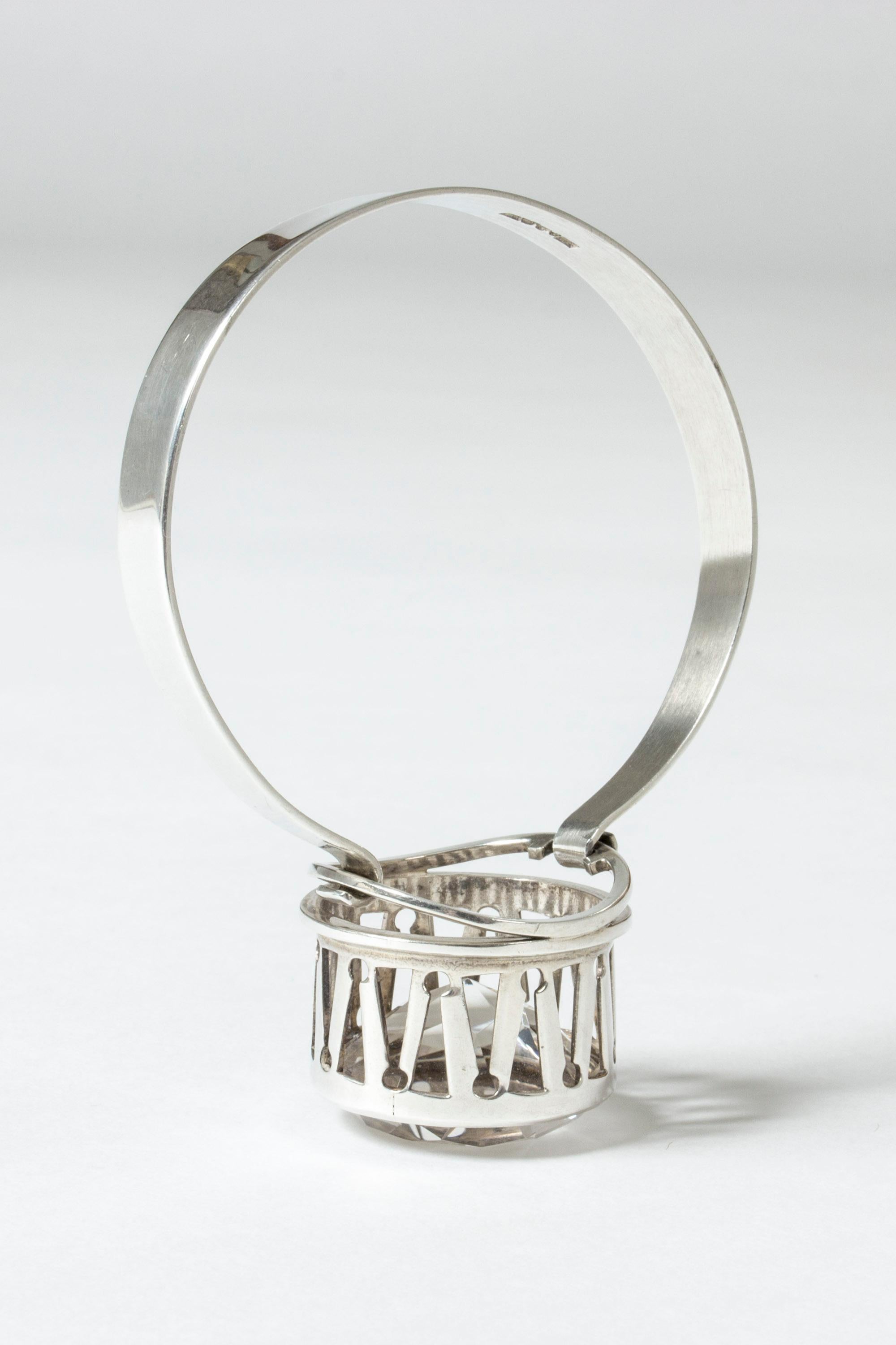 Silver and Rock Crystal Bracelet from Kaplans, Sweden, 1967 1