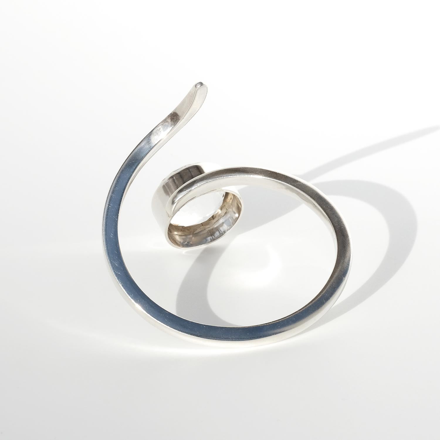 Manschettenarmband aus Silber und Bergkristall von Isaac Cohen, hergestellt 1966 für Damen oder Herren im Angebot