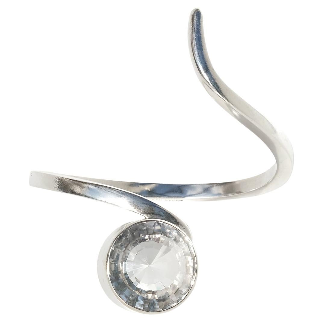Manschettenarmband aus Silber und Bergkristall von Isaac Cohen, hergestellt 1966 im Angebot