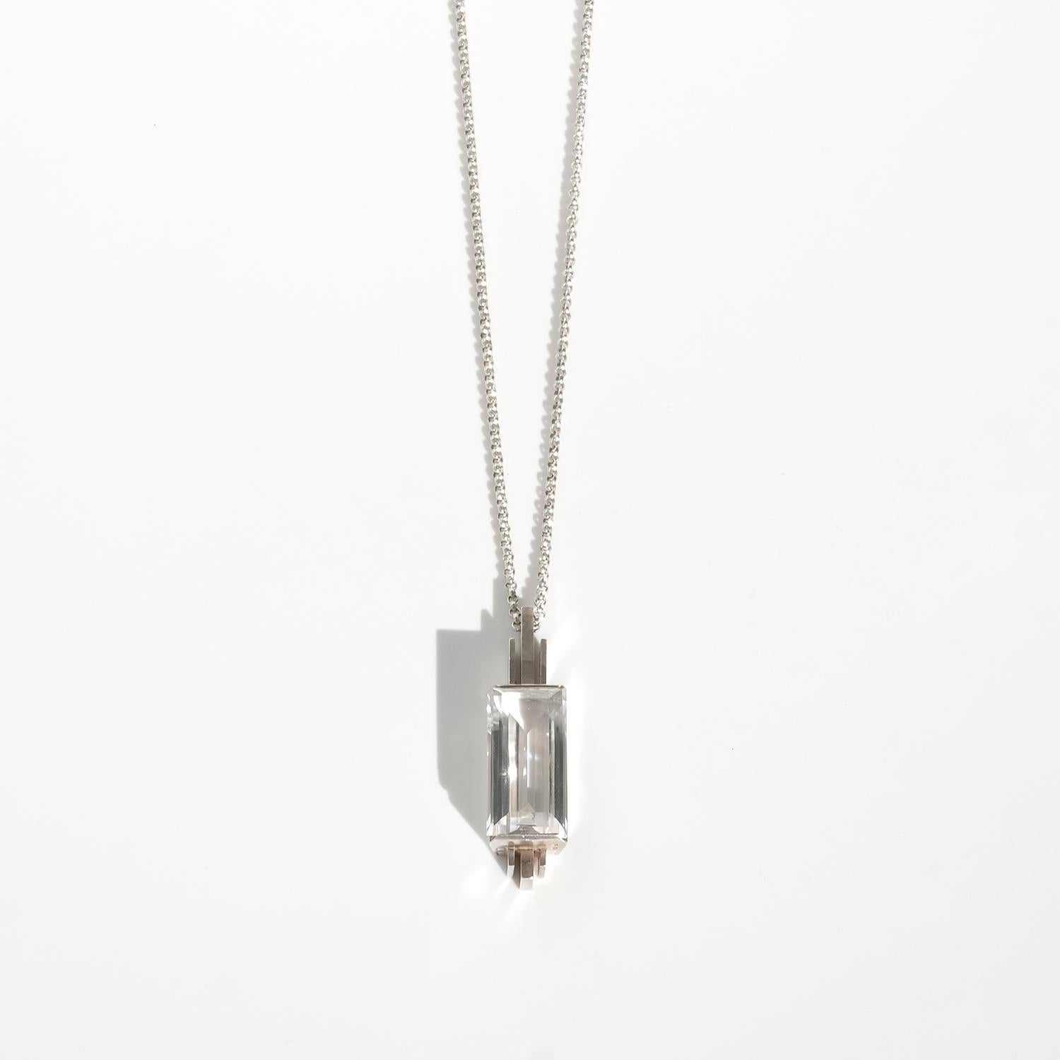 Collana in argento e cristallo di rocca di Ateljé Stigbert Made 1944 in vendita 1