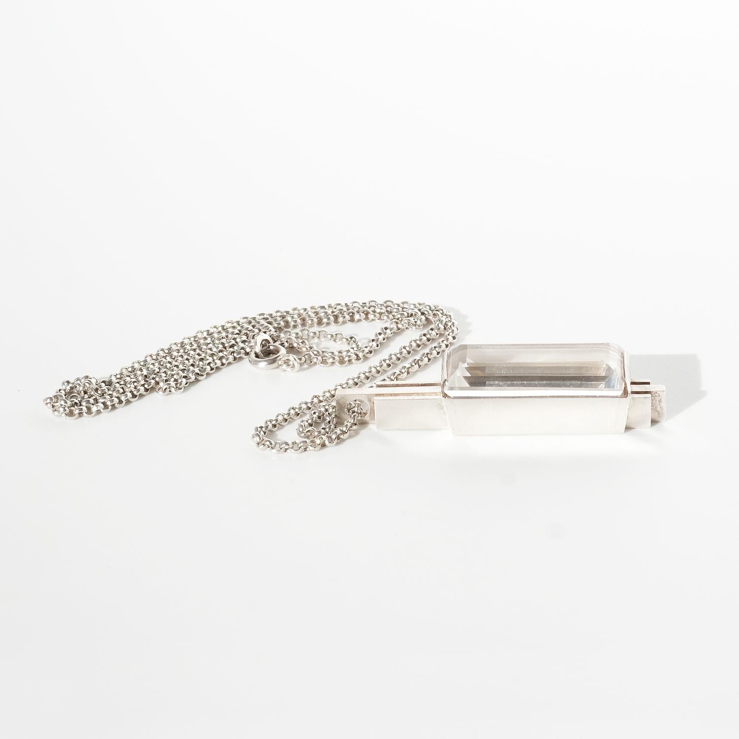 Collana in argento e cristallo di rocca di Ateljé Stigbert Made 1944 in vendita 3