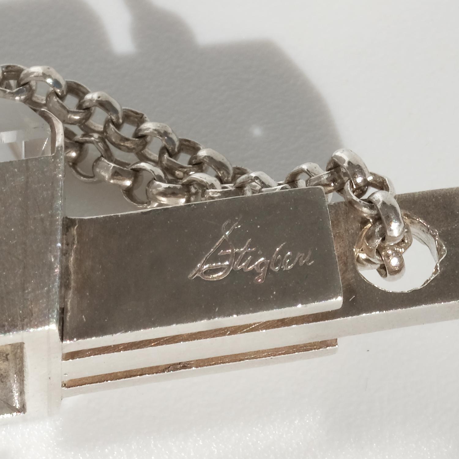 Collana in argento e cristallo di rocca di Ateljé Stigbert Made 1944 in vendita 4