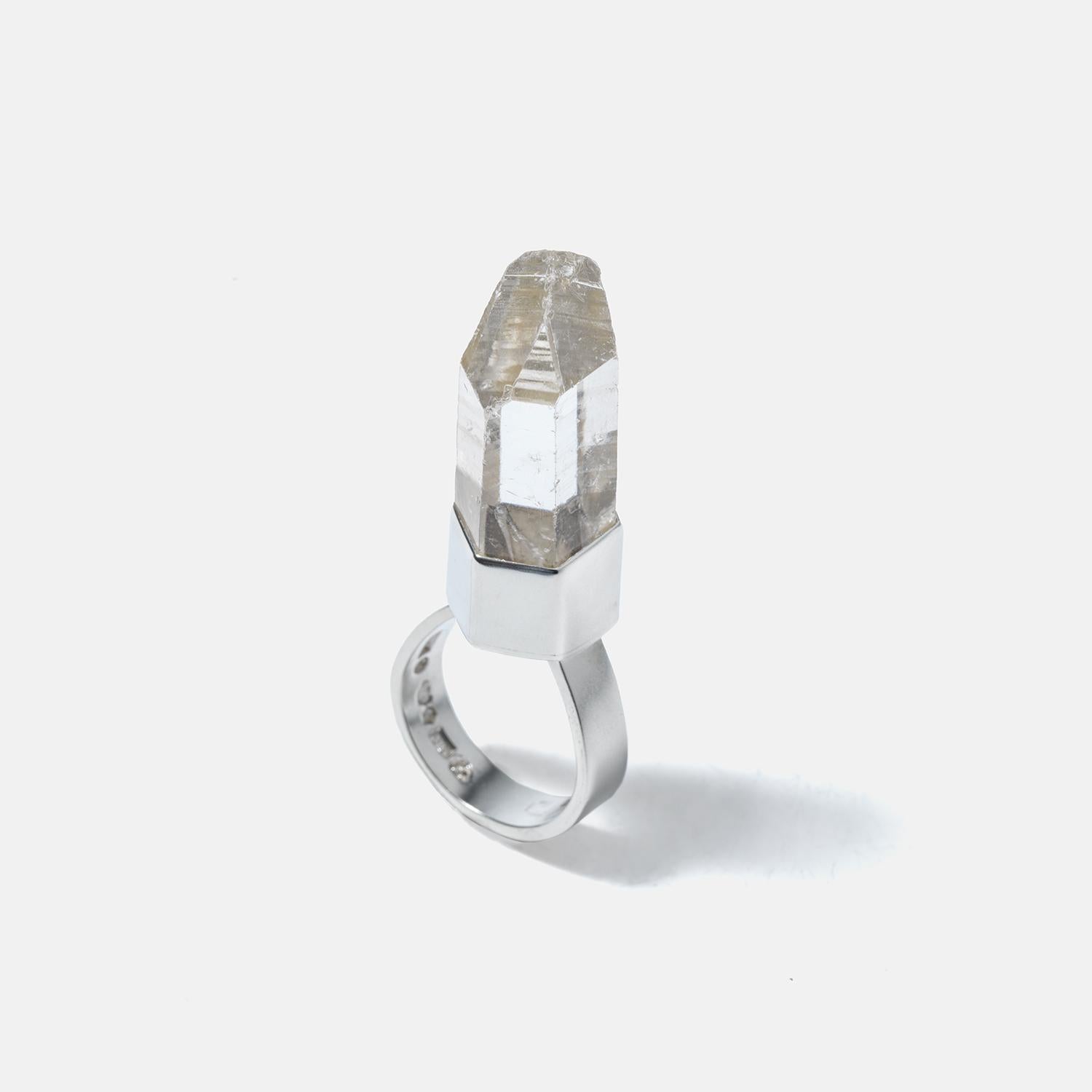 Uncut Silver and Rock Crystal Ring by Carl Forsberg Made Year 1971 For Sale