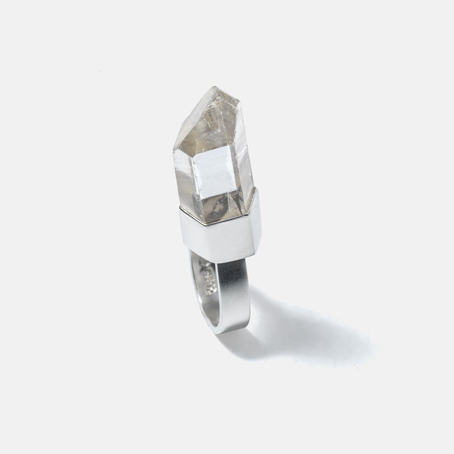Silver and Rock Crystal Ring by Carl Forsberg Made Year 1971 In Good Condition For Sale In Stockholm, SE