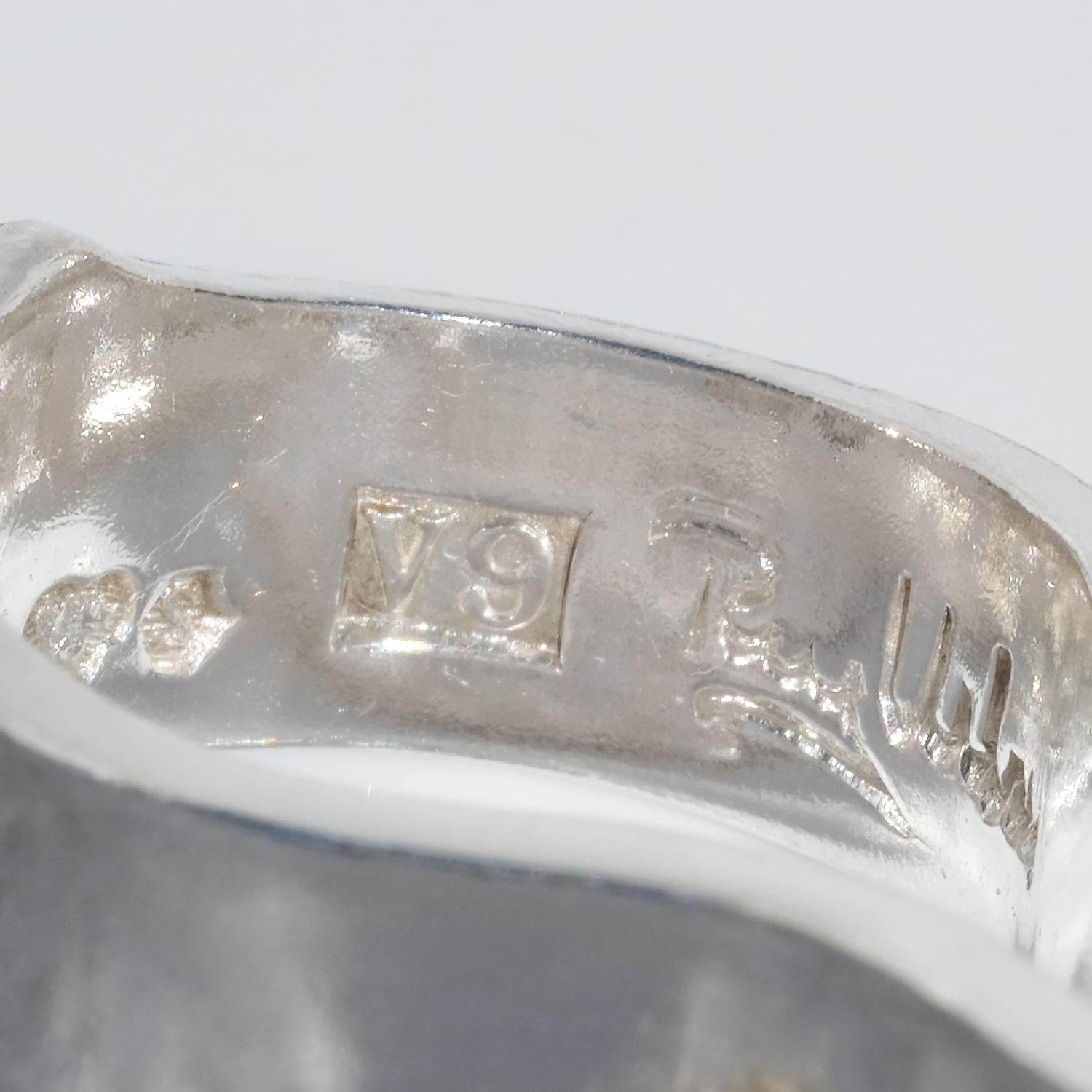 Anello in argento e cristallo di rocca di Rey Urban Made 1971 in vendita 6