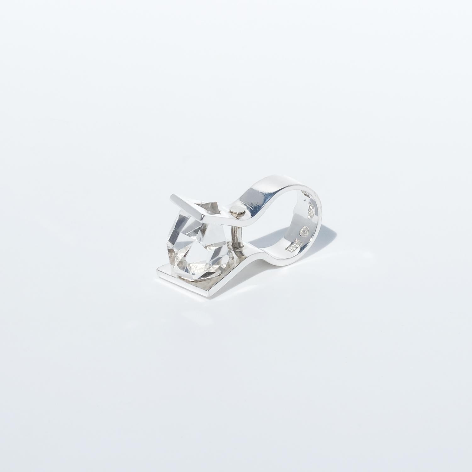 Anello in argento e cristallo di rocca di Rey Urban Made 1971 In condizioni buone in vendita a Stockholm, SE