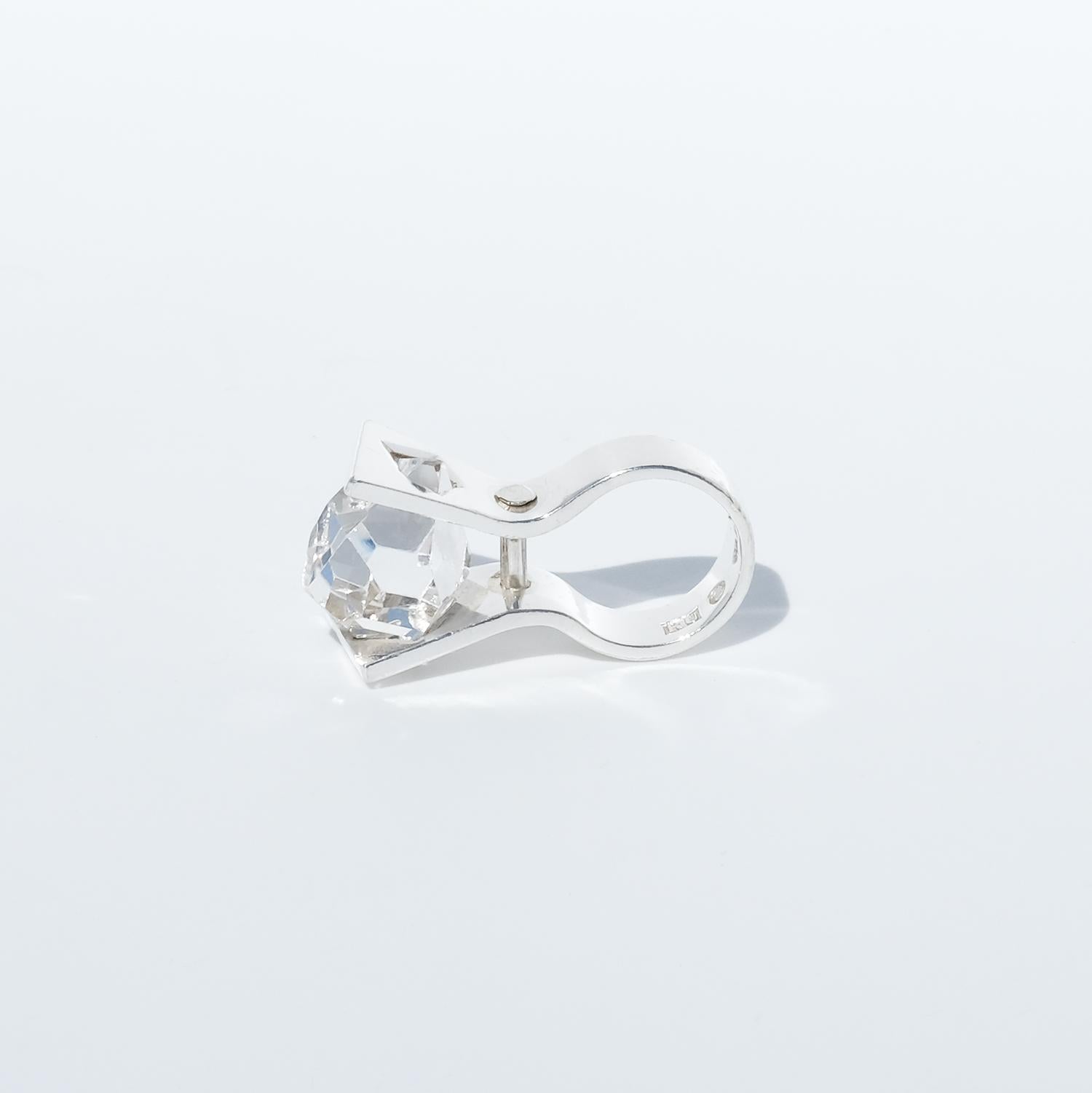 Anello in argento e cristallo di rocca di Rey Urban Made 1971 in vendita 1