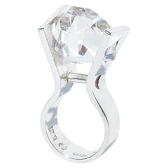 Bague en argent et cristal de roche par Rey Urban Made 1971